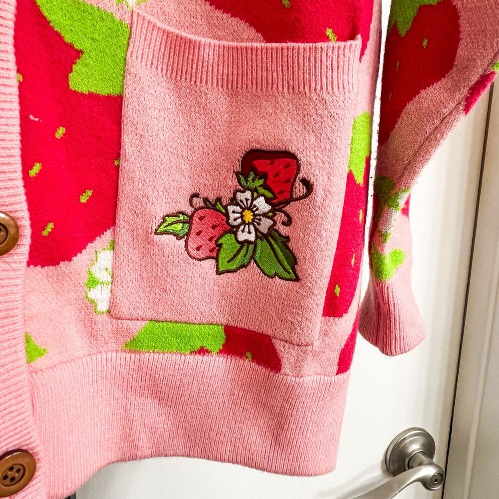 Strawberry Shortcake Womens Vintage Girlcore Kidcore Cardigan - Red Pink, Size M - Picture 5 of 8